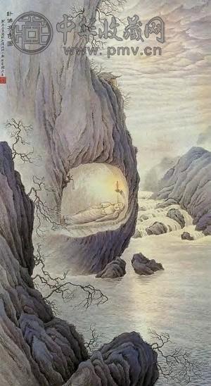 陶冷月 卧佛夜色 轴 纸本设色