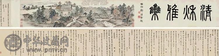 弘旿 戊申(1788年)作 清秋雅集图 手卷 设色纸本