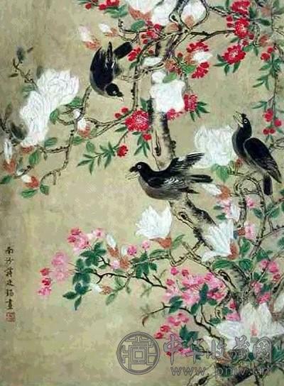 蒋廷锡 花鸟 立轴 设色纸本