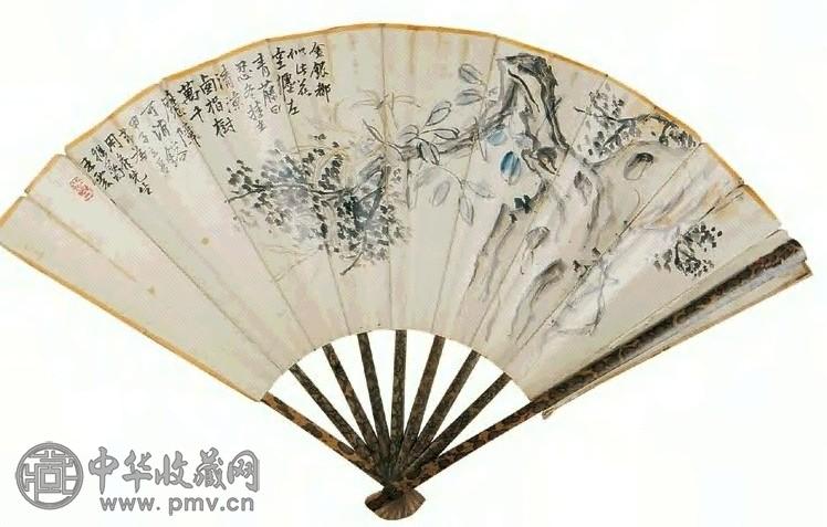 陶云 花卉 扇面 纸本