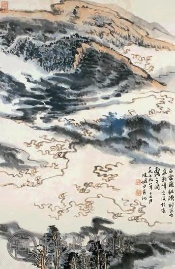 陆俨少 1979年作 白云飞驰 镜心 设色纸本