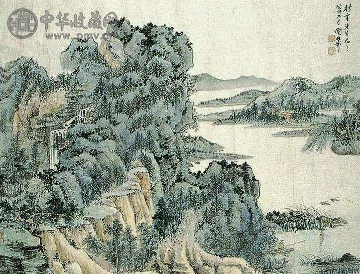 谢稚柳 溪山独钓 镜心