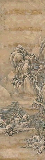 仇英 山水 立轴 绢本