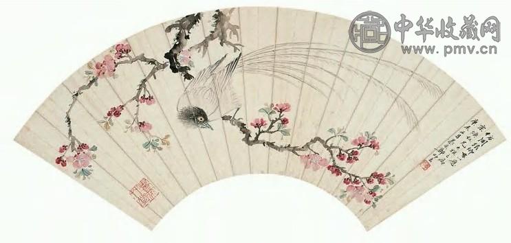 郑慕康 花鸟 扇面 设色纸本