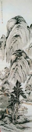 郑午昌 甲子(1924年)山水图 轴 纸本设色