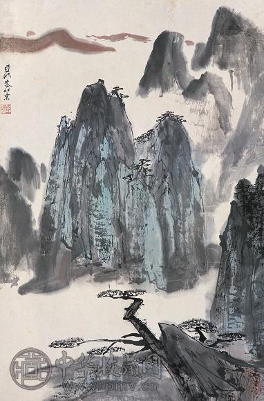 亚明 山水 立轴 设色纸本