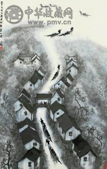 贾又福 戊午(1978年)作 山水 立轴 设色纸本