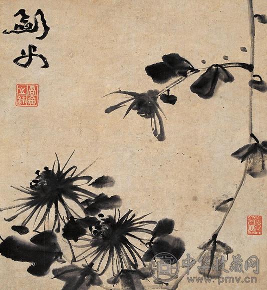 高剑父 墨菊 镜心 水墨纸本