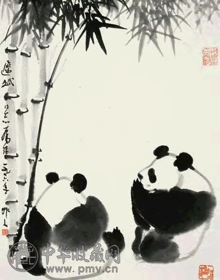 吴作人 1976年作 乐餐图 立轴 水墨纸本