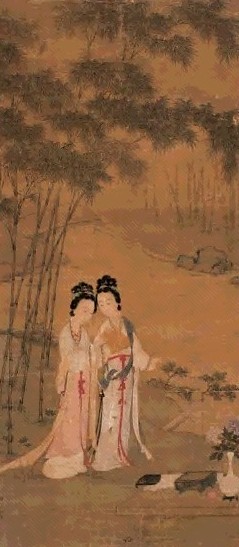 仇英 竹林仕女图 立轴 设色纸本