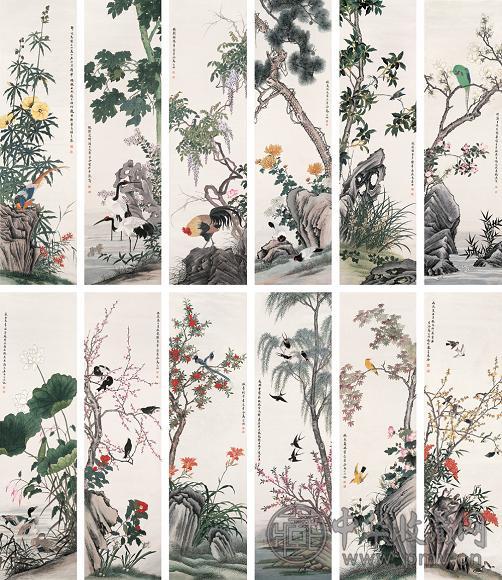 马家桐 丙辰(1916年)作 花鸟 镜心 设色纸本