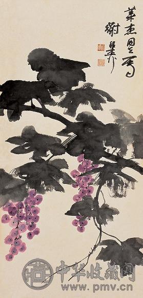 谢稚柳 葡萄 立轴 设色纸本