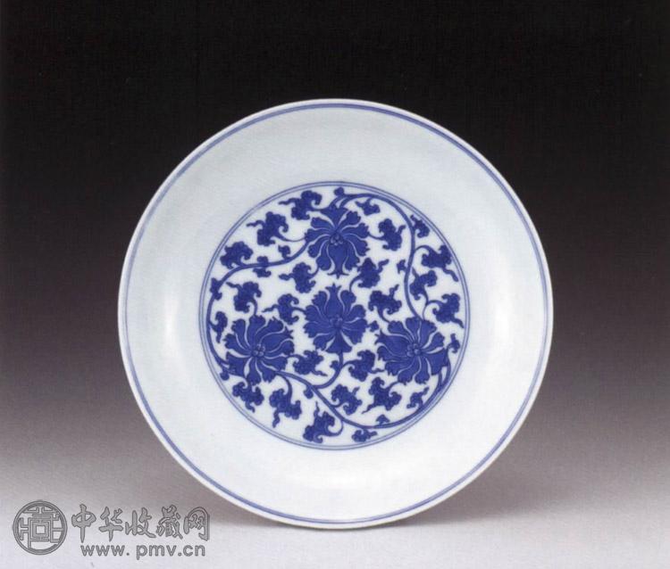 清康熙 青花缠枝花卉盘