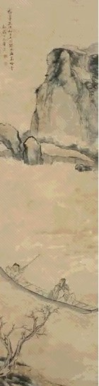 华岩 秋江晚渡图 立轴 设色