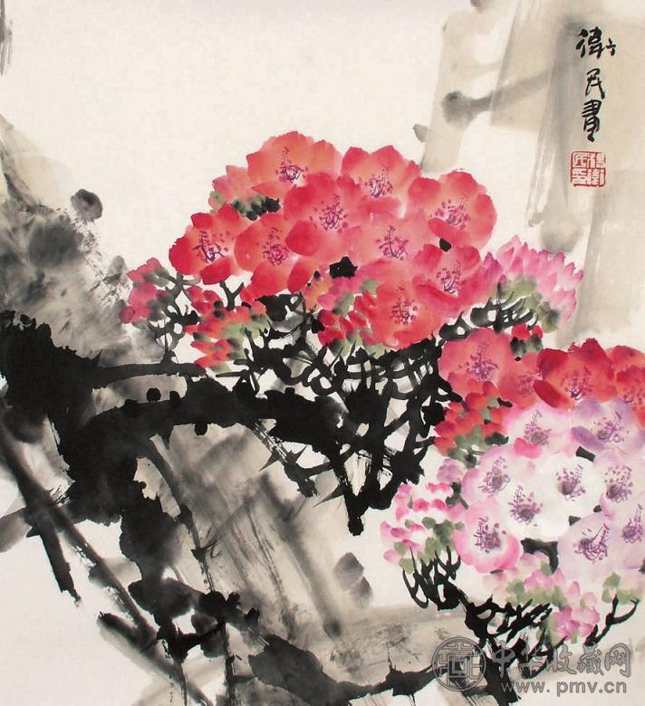 杨卫民 花卉 镜心 设色纸本