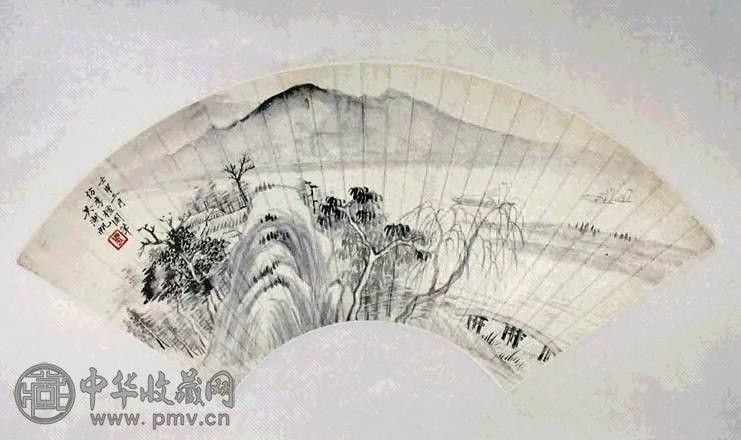 吴湖帆 山水扇片 镜心 设色纸本