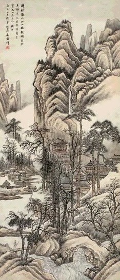 吴穀祥 1900年 仙山楼观 立轴 设色纸本