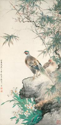 顔伯龙 1933年作 花鸟 镜心 设色纸本