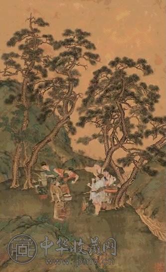仇英(款) 松溪斗茶图 镜心 设色绢本