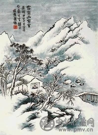 萧谦中 雪景山水 立轴 纸本