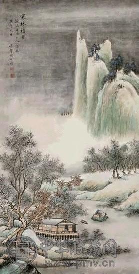 惠均 庚午(1930年)作 寒林积雪 立轴 设色纸本