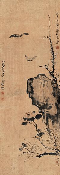 于非闇 汪溶 邱石冥 1935、1936年作 花蝶图 立轴 水墨纸本