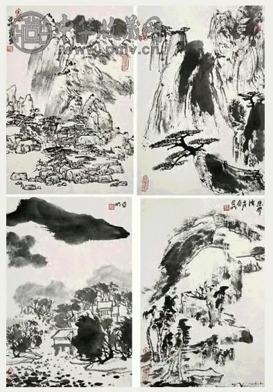 亚明 1982年作 水墨山水画册 册页(8开) 水墨纸本