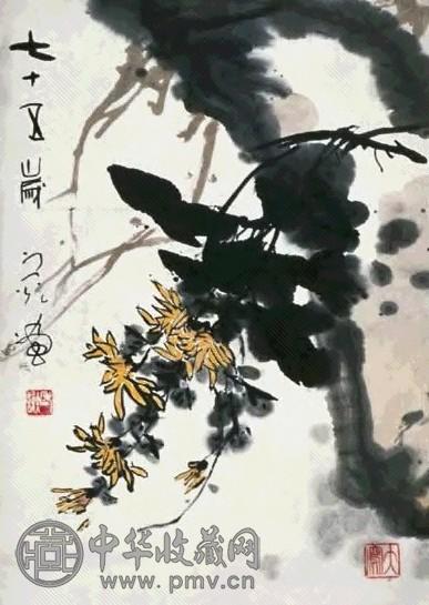 谢之光 菊花 立轴 纸本