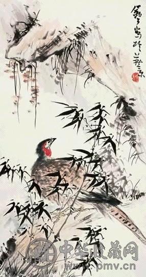 李苦禅 金鸡 立轴 设色纸本