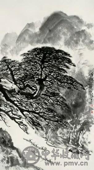 黎雄才 1990年作 松岭扁舟图 立轴 水墨纸本