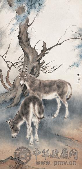 刘奎龄 驴 立轴 设色纸本
