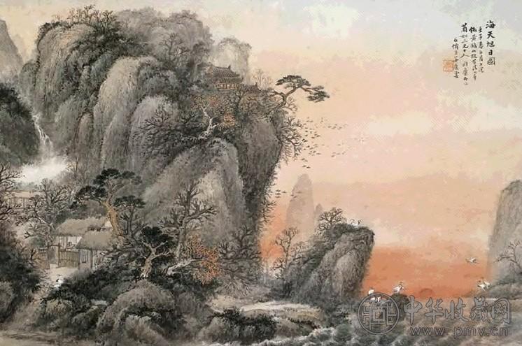 吴石仙 海天旭日图 镜心