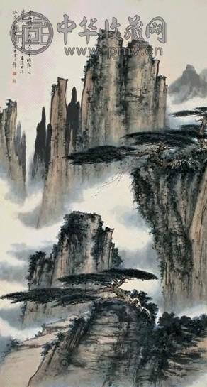 黄君璧 云山松荫图 镜心 设色纸本