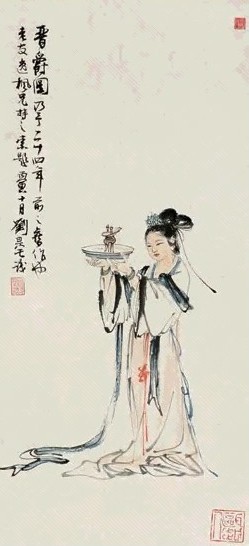 刘旦宅 丙寅(1986年)作 晋爵图 立轴 设色纸本