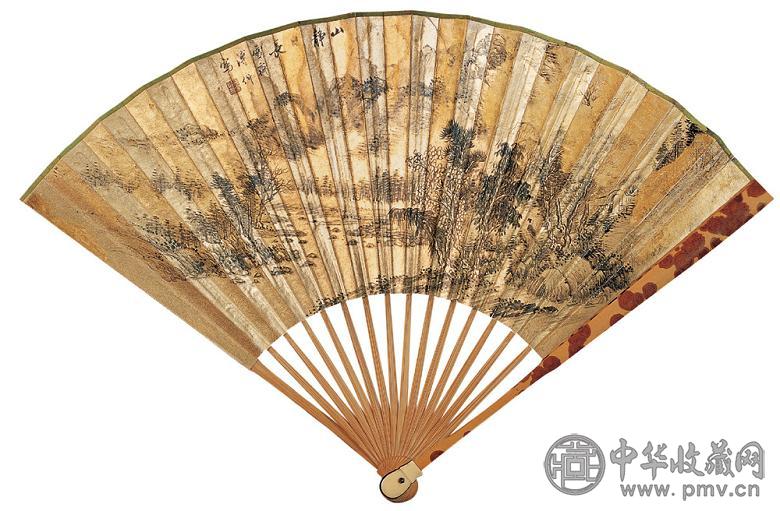 溥伒 山静日长 成扇 水墨金笺