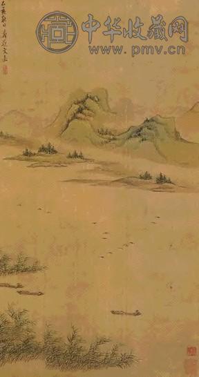 明 文嘉 芦塘飞雁图 轴