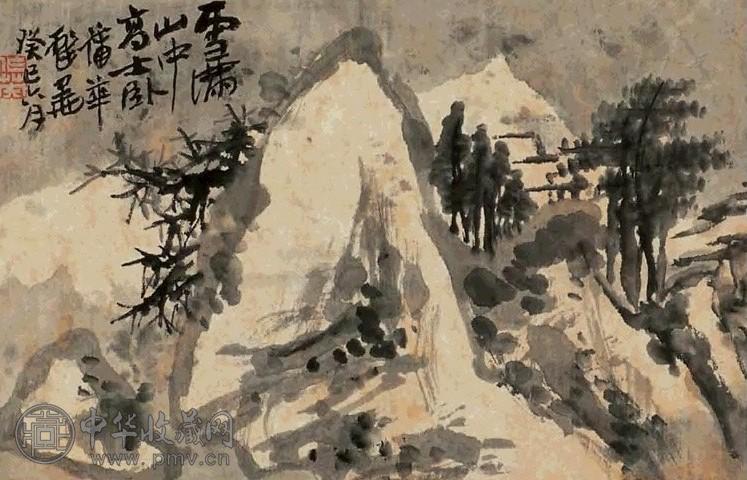 蒲华 癸巳1893年作 雪满山中 镜心 水墨纸本