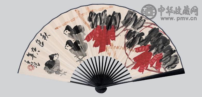 崔子范 秋色 成扇 纸本