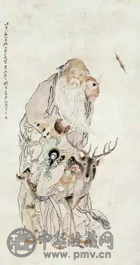 钱慧安 福禄寿 轴
