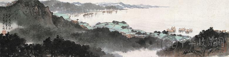 宋文治 1978年作 太湖晓色 手卷 设色纸本