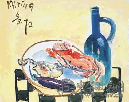 丁衍庸 1972年作 红蟹 油画画布