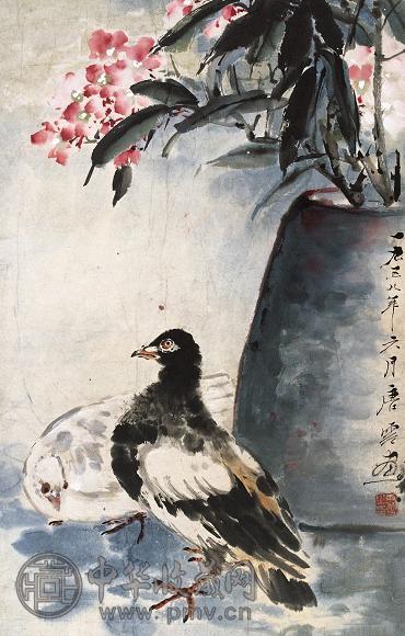 唐云 花鸟 立轴 设色纸本
