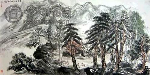 赵望云 深远山林图 镜心 设色纸本