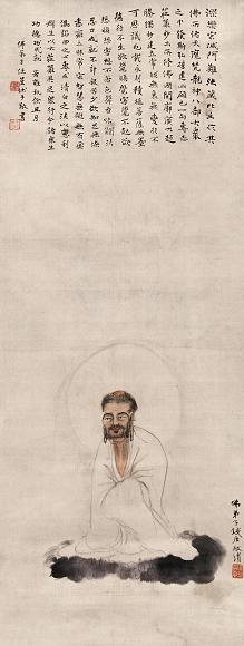 钱瘦铁 无量寿佛 立轴 绫本