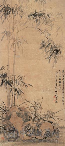 钱载 竹石 镜心 纸本