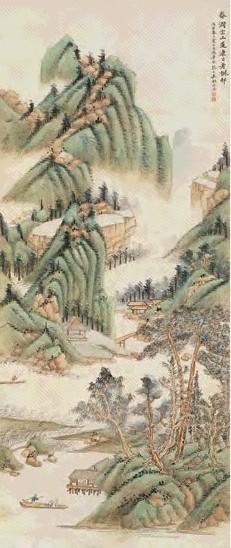 吴琴木 丙寅(1926)年作 空山春涧 立轴 设色纸本