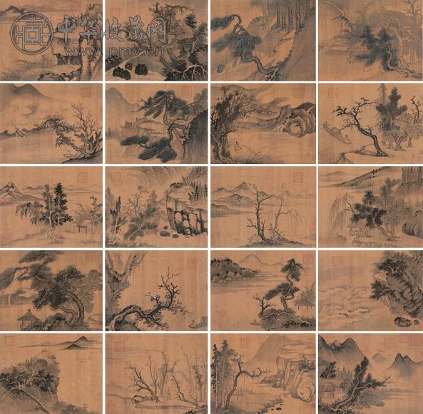 古绘巨观册 册页(20开) 设色绢本