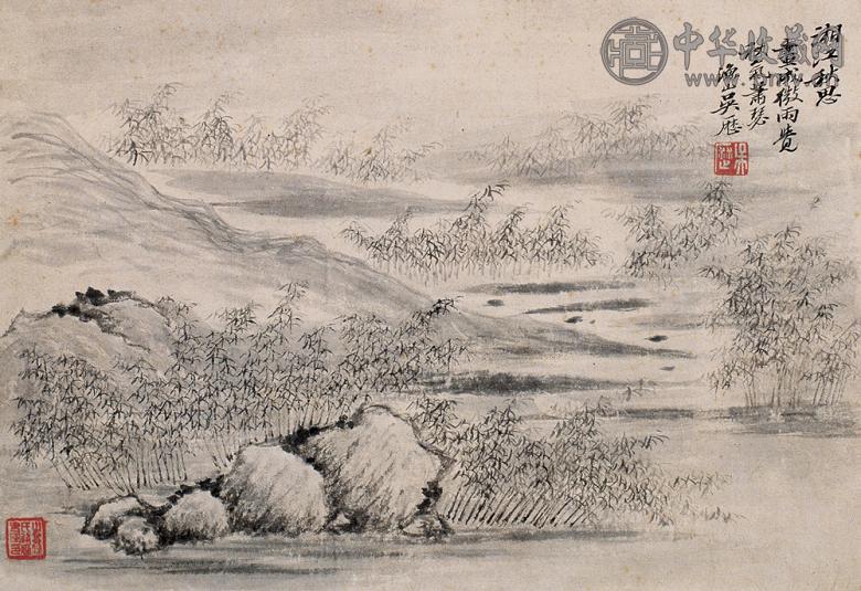 吴历(传) 湘江秋思 镜心 水墨纸本