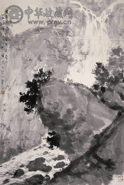 傅抱石 观瀑图 设色纸本