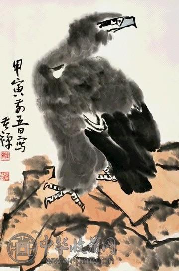 近现代 李苦禅 雄鹰图 镜心